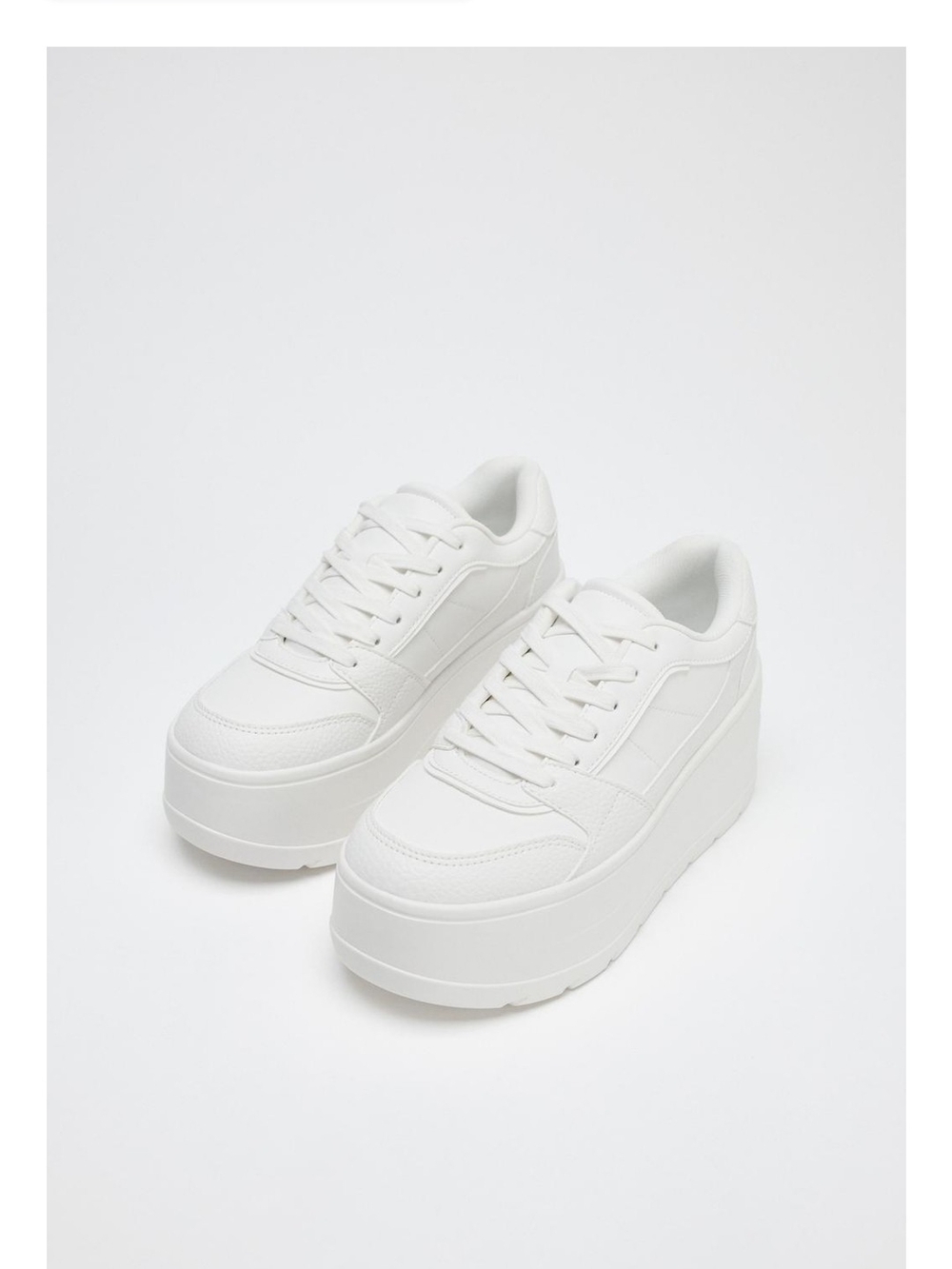 Zara White Platform Lace-Up Sneakers